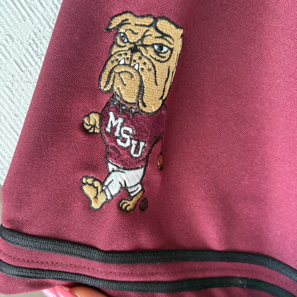 Colosseum Collegiate MSU Bulldogs Maroon Baseball Jersey 2XL Raglan Sleeves - Picture 3 of 12